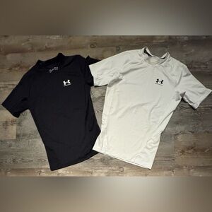 Under Armour Heat Gear Lot (1) white (1) black Shirt Boys / Girls size Medium